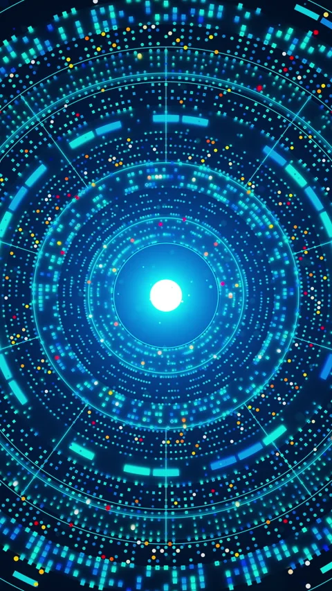 HUD loop with holographic grids and glowing rings. Looping animation. Stock Footage 315526838