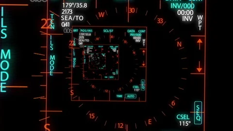 HUD looping zoom in.Flying through Futuristic technological interface. 動画素材 129417276