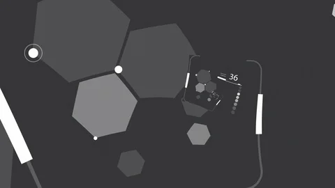 HUD looping zoom in.Flying through Futuristic technological interface. 動画素材 129492803