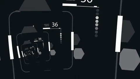 HUD looping zoom in.Flying through Futuristic technological interface. 動画素材 129494016