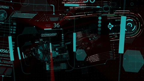 HUD looping zoom in.Flying through Futuristic technological interface. 動画素材 129494079