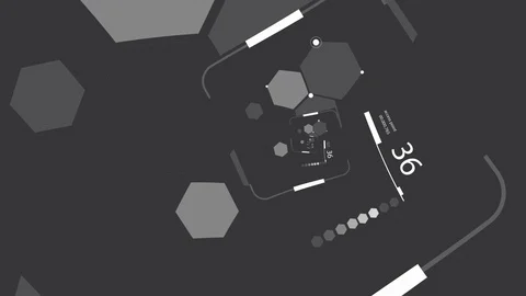 HUD looping zoom in.Flying through Futuristic technological interface. 動画素材 129494091