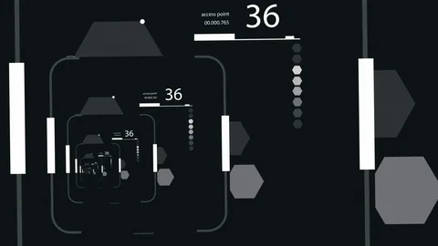 HUD looping zoom in.Flying through Futuristic technological interface. 動画素材 129494193