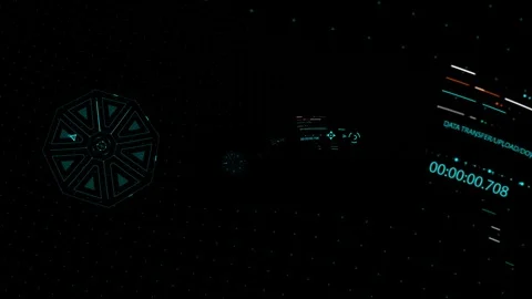 HUD looping zoom in.Flying through Futuristic technological interface. 動画素材 129494212