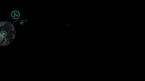 HUD looping zoom in.Flying through Futuristic technological interface. 動画素材 129534896