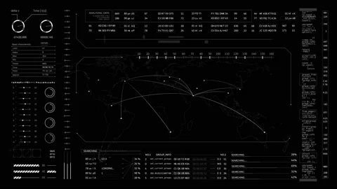HUD Map with flight direction and pointer destinations. Stock Footage 131964152