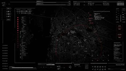 HUD Map satelite UI technological infographic elements.HUD 2GFX Technology Sci イラスト素材