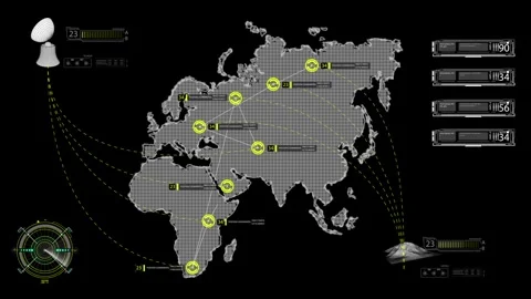 HUD map. Virtual earth map with infograp... | Stock Video | Pond5