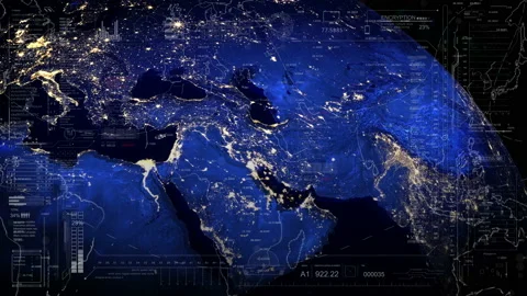 HUD on the map,globe. Stock Footage 143828443