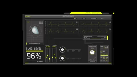 HUD Medical Screen Sci-Fi UI Heart Monitor Dashboard Interface 動画素材 338389860