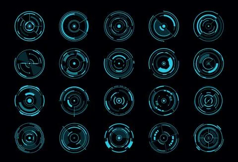 HUD navigation tracking sonar, aim control radar Illustrazione stock