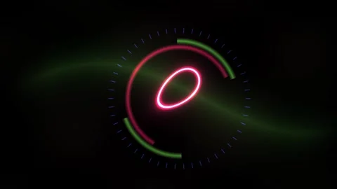 Hud Neon Circle Loading Interface with Glowing Red and Green Motion Graphic.. Stock Footage 343728207