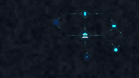 Hud network animation interface connection tech cyber digital blue data Stock Footage 346549169