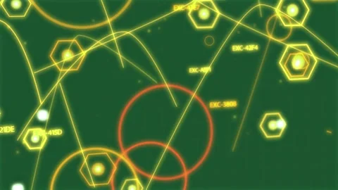 HUD network moving on transparent layer, node entering ring causing rings 스톡 동영상 329531669