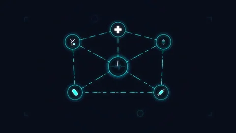 Hud network node animation, tech interface hud motion graphic loop Video stock 346544688