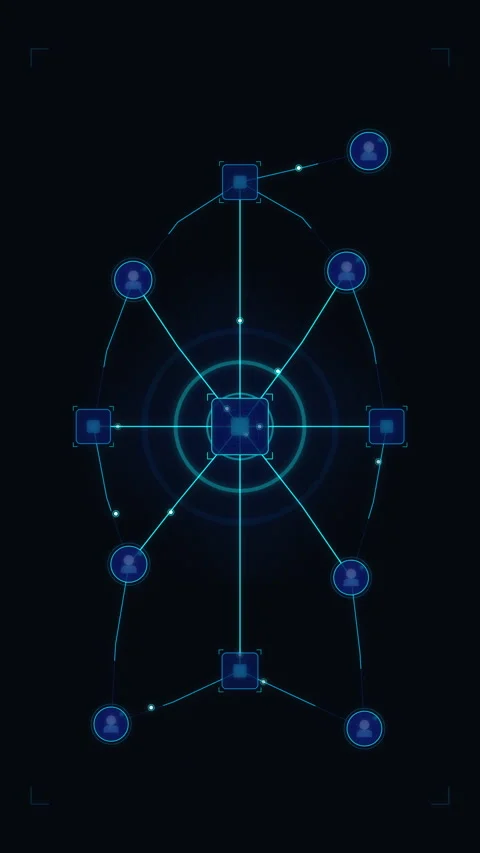 Hud network node loop interface system technology animation futuristic Stock Footage 346540487