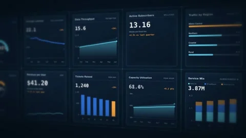 HUD Network Operations Dashboard Data Analytics Metrics Visualization Digital Stock Footage 342478402