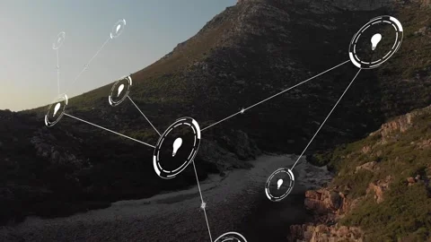 HUD node network starting with main node appearing, linking and growing to show Stock Footage 334204080