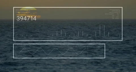 HUD overlays appearing causing count updating for data, bars pulsing, sun Stock Footage 322204337