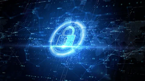 HUD Padlock Icon Cyber Security, Digital Data Network Protection, Future Tech Stock Footage 162206512