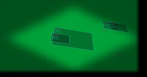 HUD panel appearing causing camera shifting cards sliding stacking forming UI Stock Footage 327338683