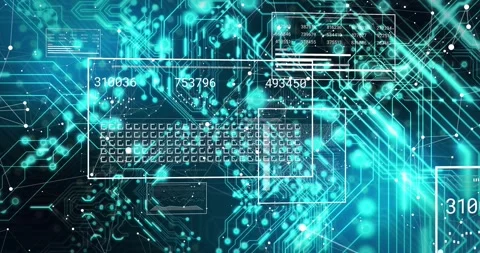HUD panel with key grid updating counters as incoming data stream driving Stock Footage 331176119