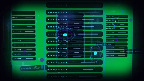 HUD panels activating on STREAM starting, sliding, pulsing nodes on transparent Stock Footage 329548263