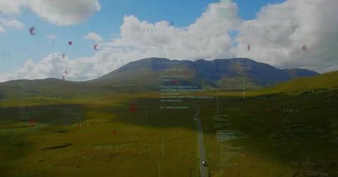HUD ping causing overlays rising then fading, red icons drifting, car moving to Stock Photos