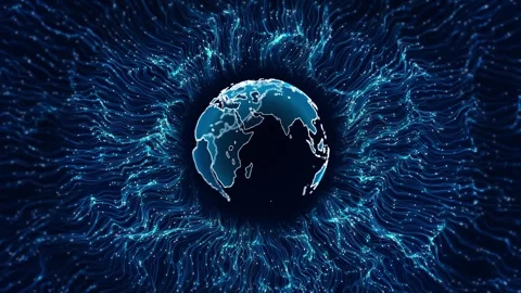 Hud Planet earth global world Data exchange grid, transfer, international trade Stock Footage 292908590