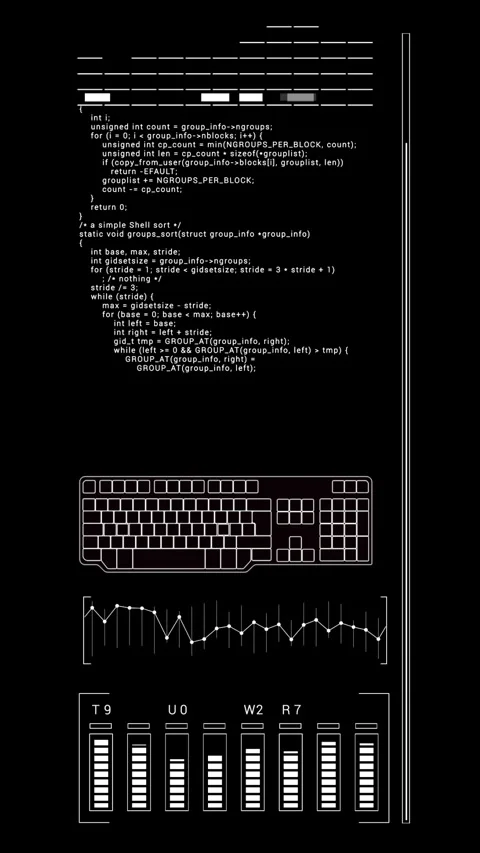 Hud programing text data keyboard user interface Stock Footage 292120656