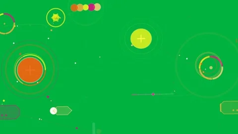 HUD pulsing left orange node, linking to yellow center and evolving right rings, 스톡 동영상 333907655