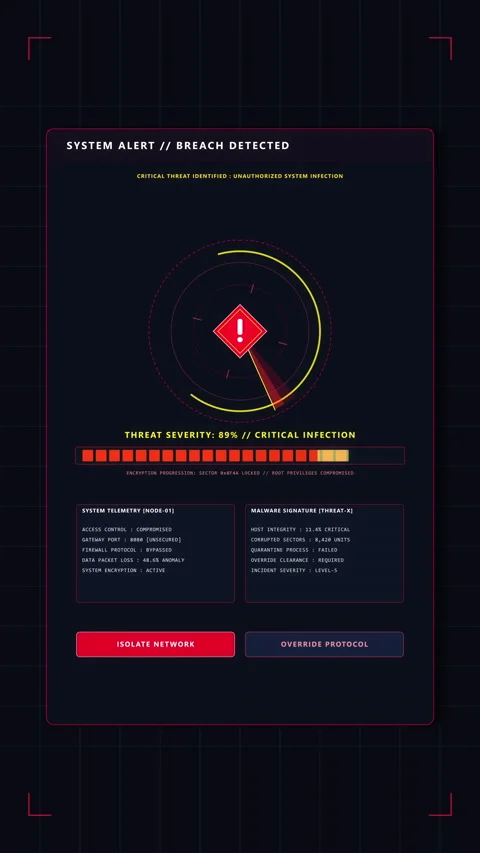 Hud radar warning loop animation with red UI interface elements Stock Footage 346638108