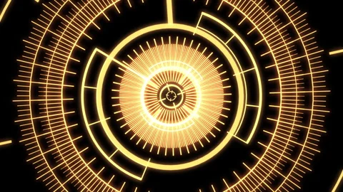 HUD Rader Radial Graph Scan Circle Blinking Yellow Animation Loop Stock Footage 313310533