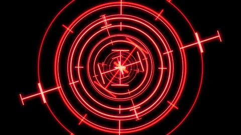 HUD Rader Radial Graph Scan Circle Target Red Fast Animation Loop Video stock 335736200