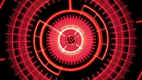HUD Rader Radial Graph Scan Circle Blinking Red Animation Loop Video stock 337028996
