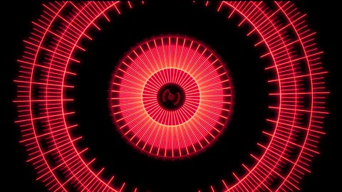 HUD Rader Radial Graph Scan Circle Blinking Red Sound Animation Loop Stock Footage 340958323