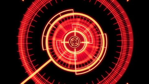 HUD Rader Radial Graph Scan Circle Blinking Bold Red Animation Loop Stock Footage 345042590