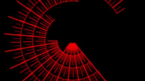 HUD Radial Patterns Speedometer Audio Reactive L Red Animation Loop Video stock 278776249