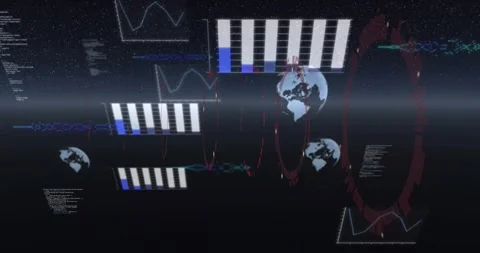 HUD reacting to flare, pulling back view while rings rotating and bars filling Stock Footage 321377654