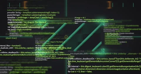 HUD receiving telemetry pulse, scrolling code over teal bars, aligning crosshair Stock Footage 329122655