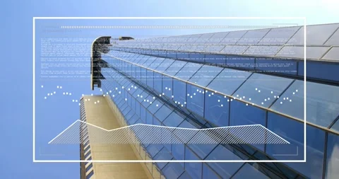 HUD rectangle appearing, overlay elements animating across building, showing Stock Footage 327803386