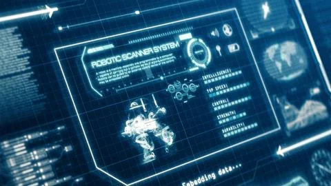 HUD Robot Scanning System ability user interface computer screen display wi.. Stock Illustration