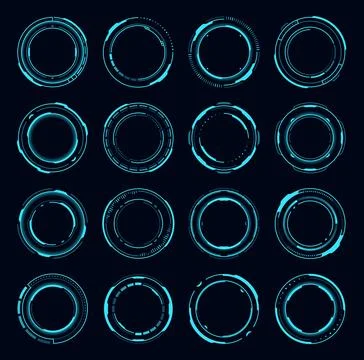 HUD round frame borders, aim control targets Stock Illustration