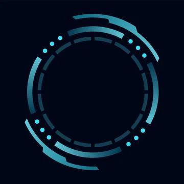 Hud round frame or border, sci fi circular neon element for digital ui game 库存插图