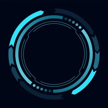 Hud round frame or border, sci fi circular neon element for digital ui game 库存插图