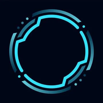 Hud round frame or border, sci fi circular neon element for digital ui game 库存插图