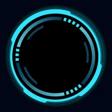 Hud round frame or border, sci fi circular neon element for digital ui game Stock Illustration