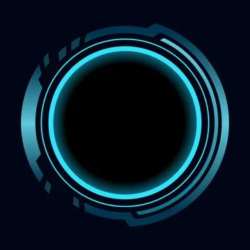 Hud round frame or border, sci fi circular neon element for digital ui game Stock Illustration