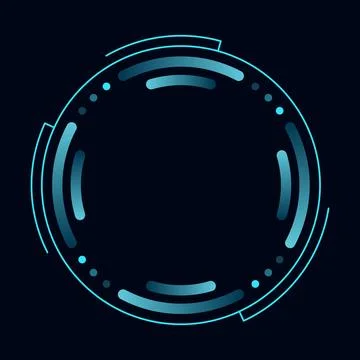 Hud round frame or border, sci fi circular neon element for digital ui game Stock Illustration
