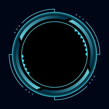 Hud round frame or border, sci fi circular neon element for digital ui game Stock Illustration